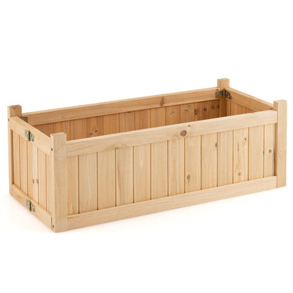 Folding Wooden Flower Planter with Drainage Hole (70 x 30 x 25cm)