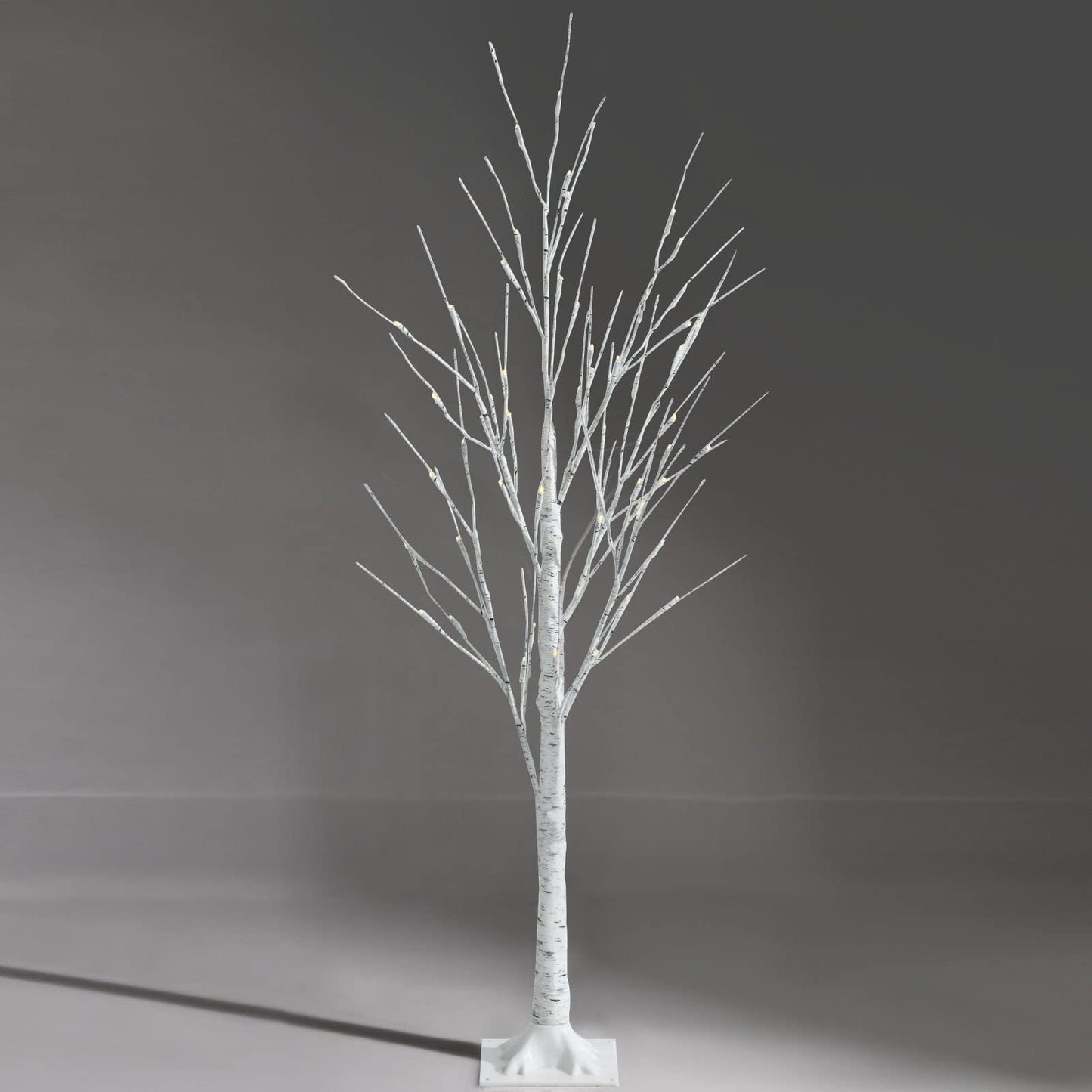 Silver Christmas Twig Tree with Warm White LED Lights for Indoor Decoration
