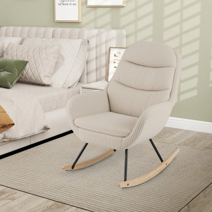 Upholstered Rocking Chair Nursery Glider Rocker with Padded Backrest
