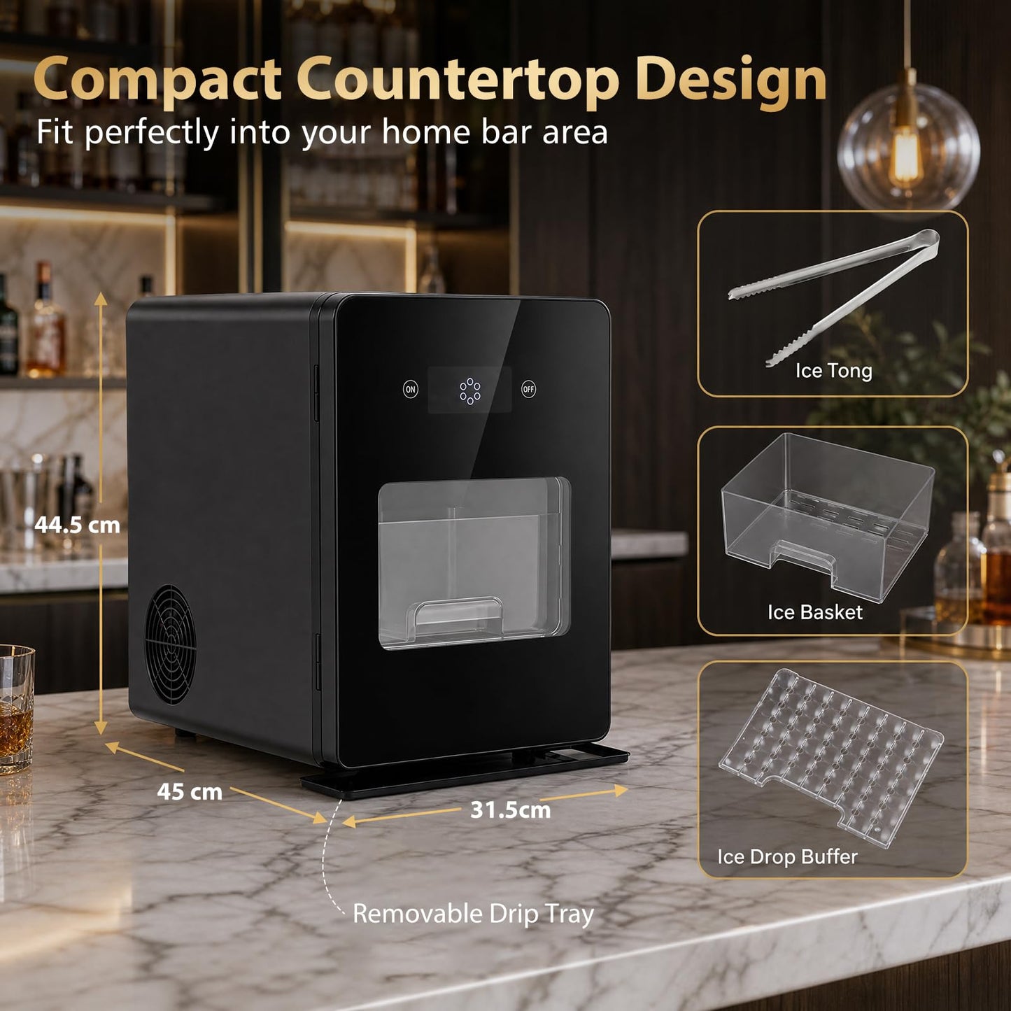 5 cm Ice Ball Maker with Self-Cleaning for Whiskey Cocktail Home Bar
