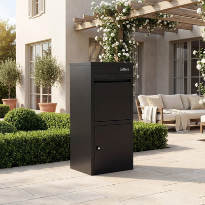 GiantexUK Outdoor Parcel Delivery Box, Large Galvanized Steel Parcel Drop Box with Anti-Theft Design