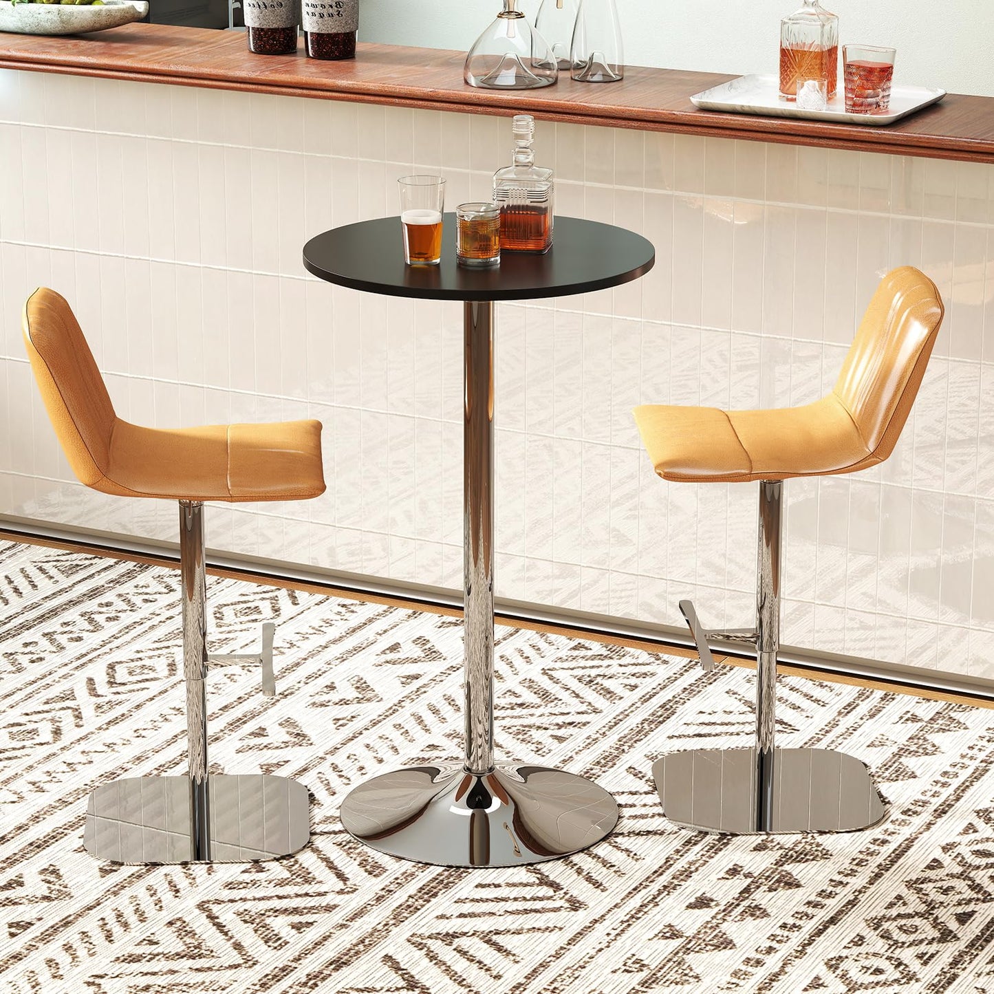 60cm Counter Bistro Pub Tables with Fixed Tabletop for Home Kitchen Café