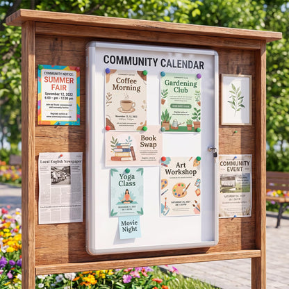 90 x 60 cm Enclosed Bulletin Board with Locking Door and Aluminum Alloy Frame