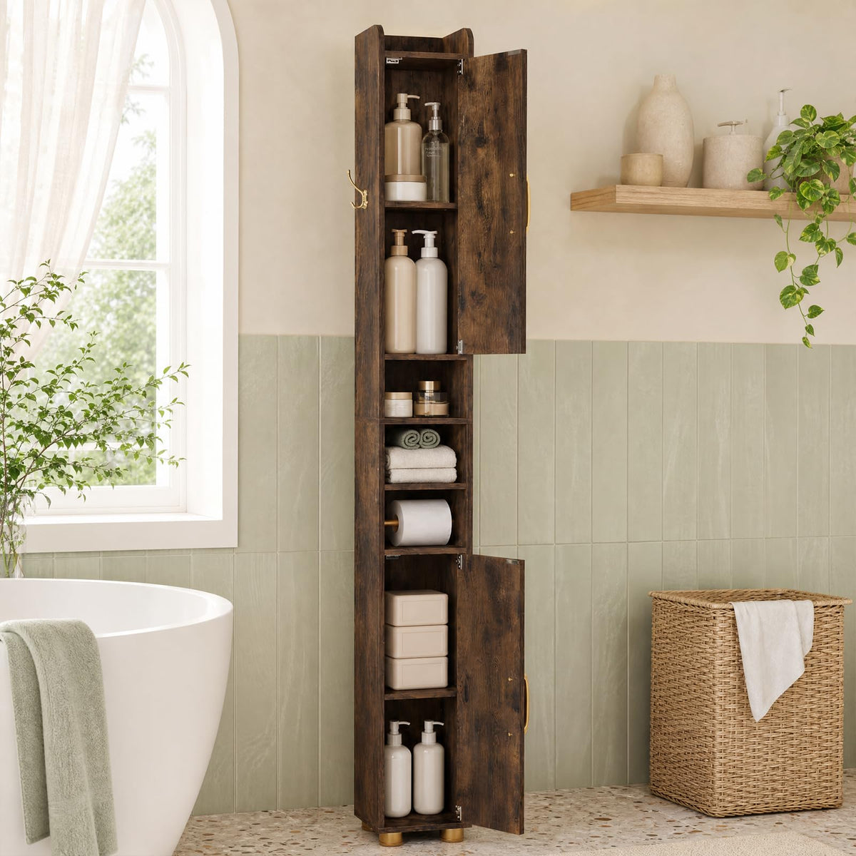 Tall Bathroom Cabinet, Slim Bathroom Storage