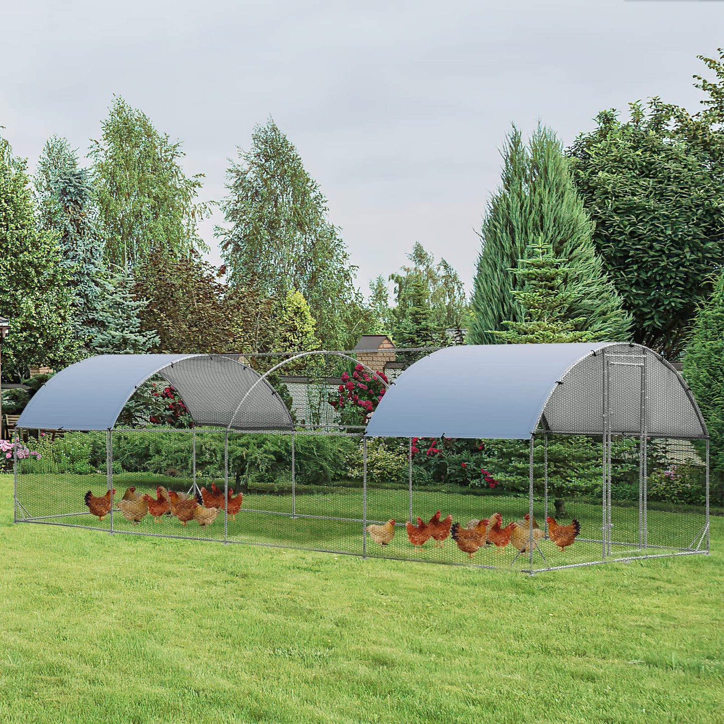 Large Chicken Coop with Waterproof & Sun-protective Cover