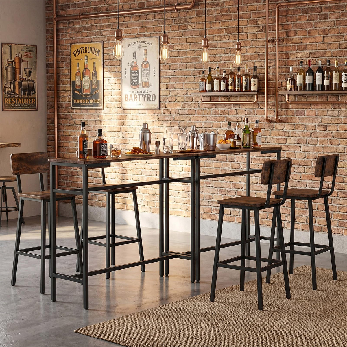100cm Industrial Bar Table with Footrest