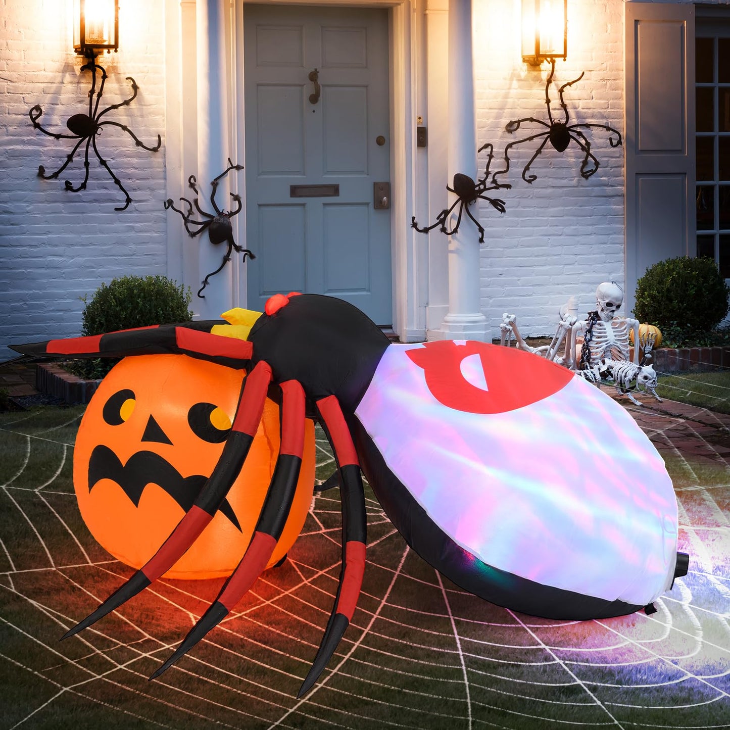 Inflatable Halloween Spider with Colorful Rotating Light