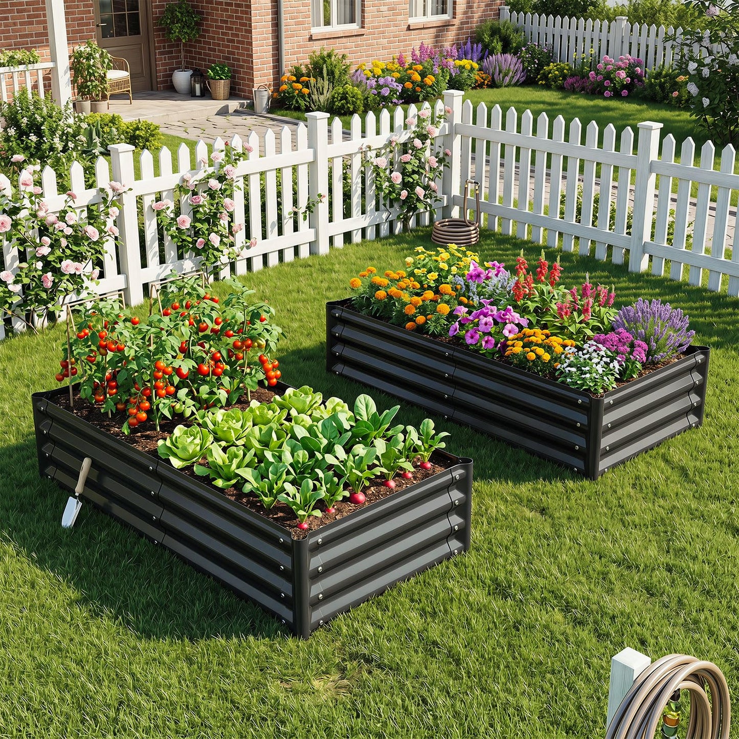 Galvanized Raised Garden Bed 123 x 64 x 29 cm Outdoor Metal Planter Box