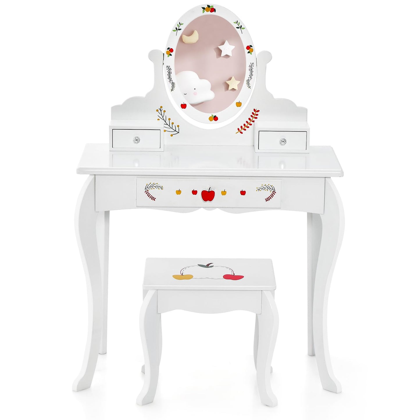 Princess Pretend Play Kids Vanity Set with 360° Rotating Mirror