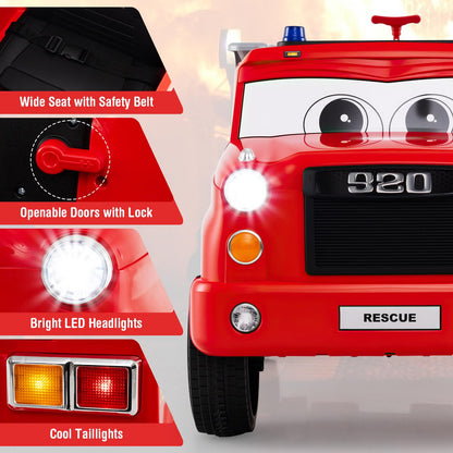 12V Ride on Fire Truck, Kids Electric Car with Remote Control