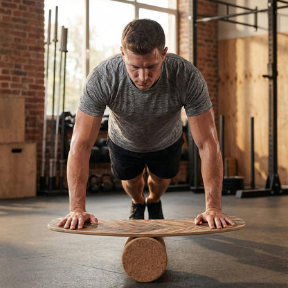 Wooden Balance Board, Surfing Skate Balance Trainer with Roller