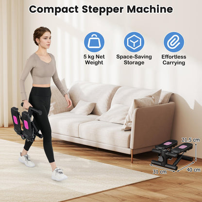 Mini Stepper for Workout Portable Hydraulic Stepper with Resistance Bands