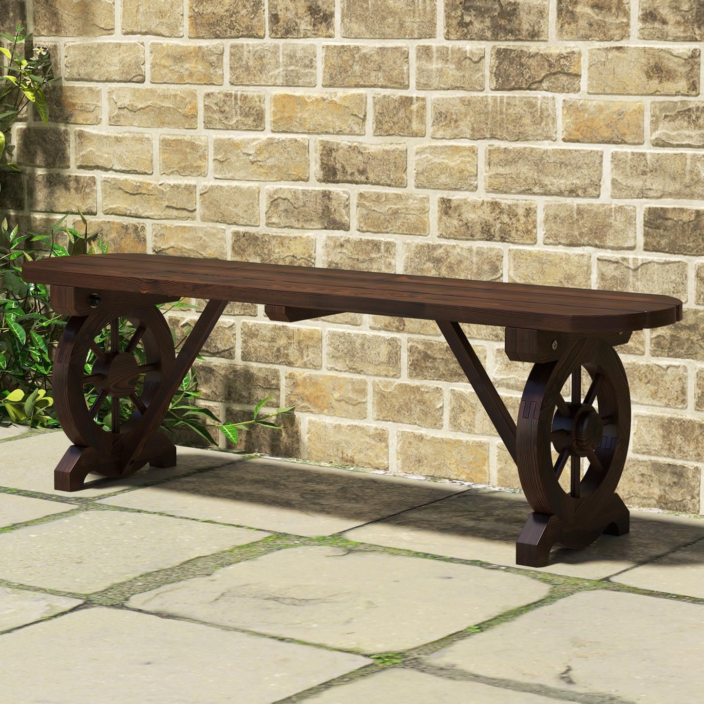 Wagon Wheel Shape 2-Seater Garden Bench