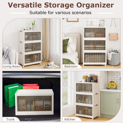 Stackable Storage Containers with Wheels and Doors for Bedroom