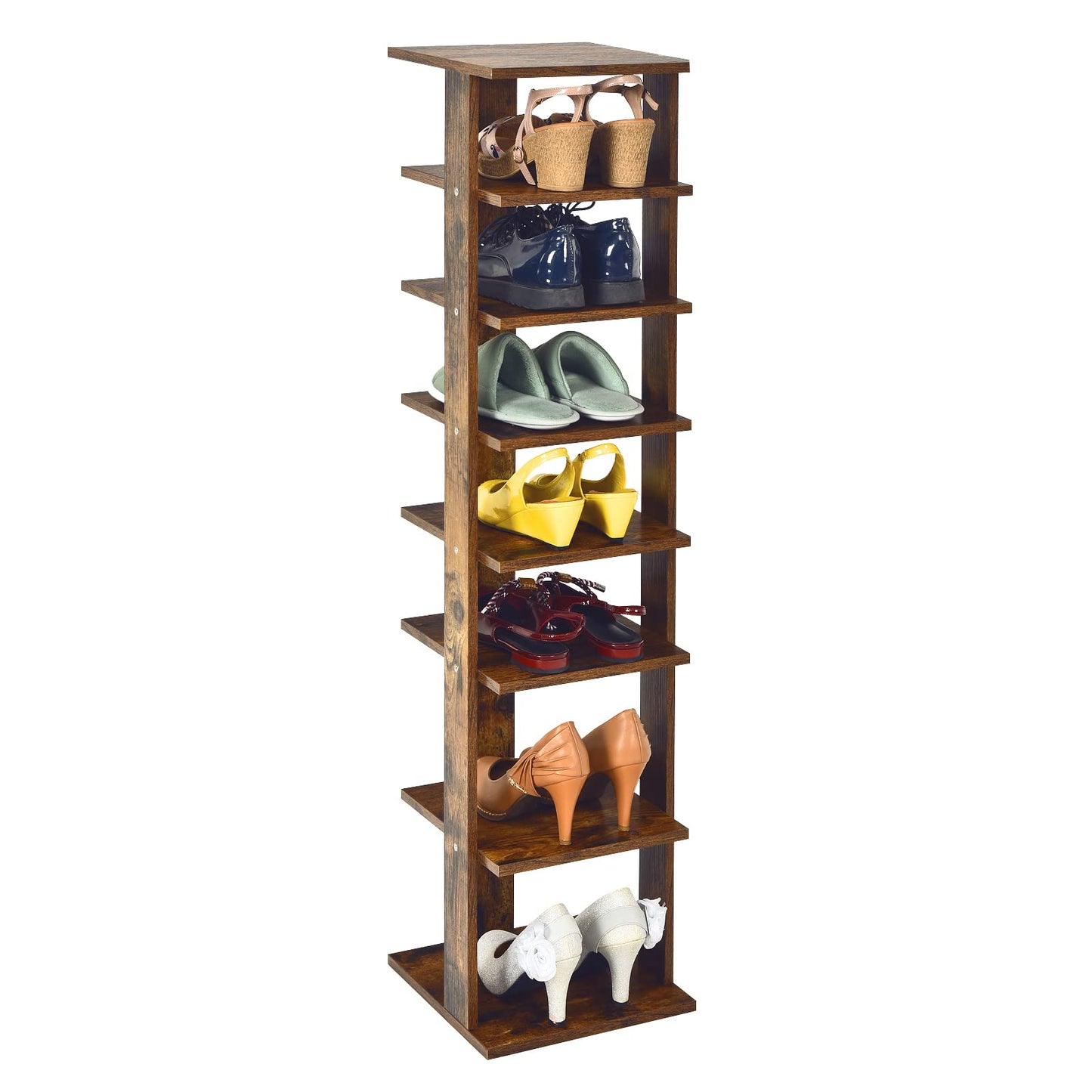Wooden Vertical Shoe Rack with 7 Shelves