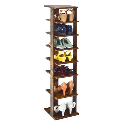 Wooden Vertical Shoe Rack with 7 Shelves