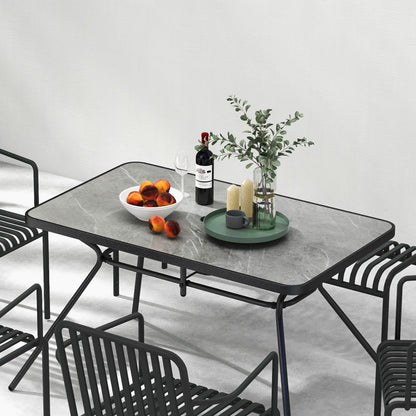 Heavy-Duty Metal Structure and Marble-Like Tabletop for Indoor Outdoor