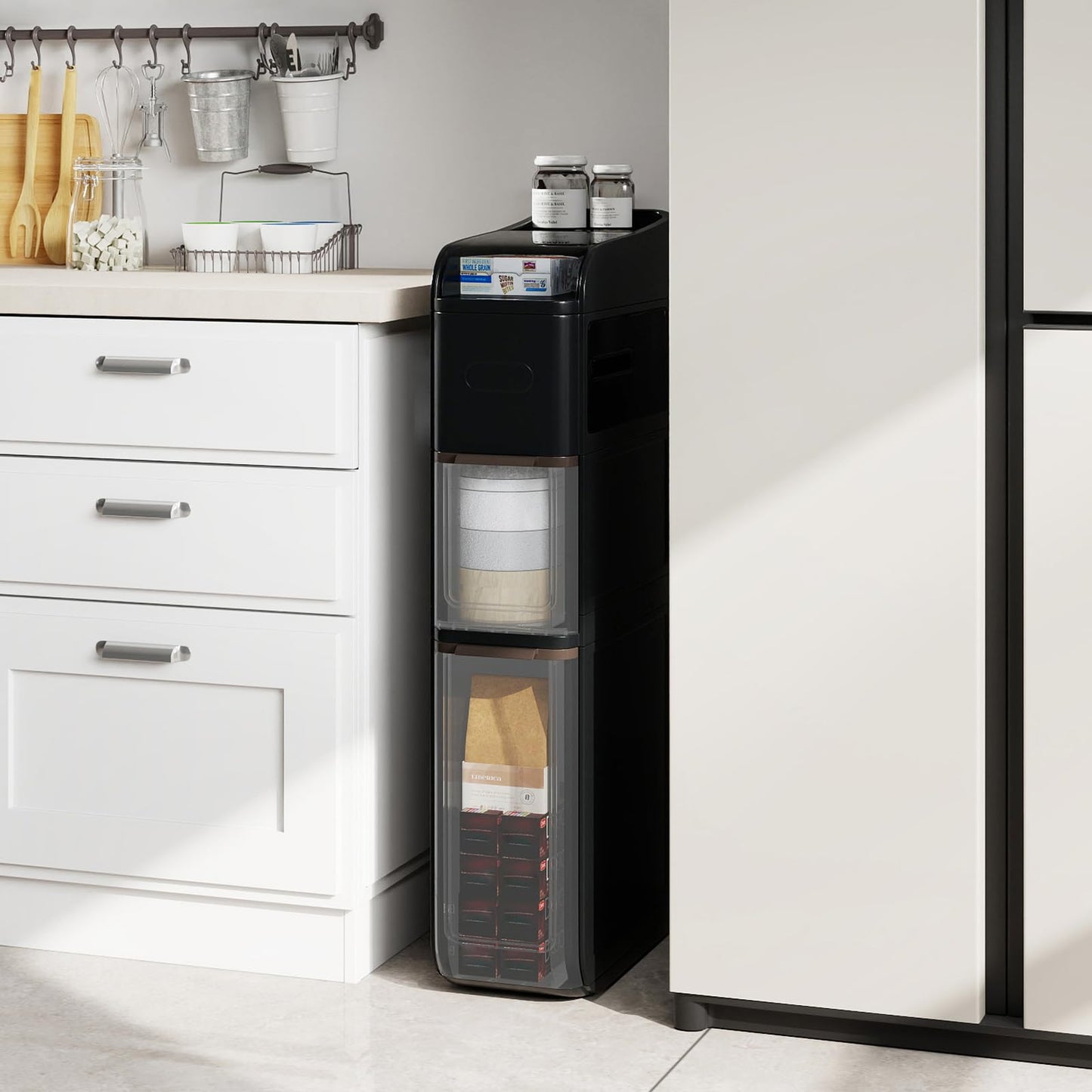 4-Tier Bathroom Storage Cabinet with 2 Drawers and Tissue Box