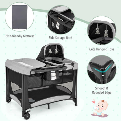 Portable Baby Crib Bassinet with Mattress
