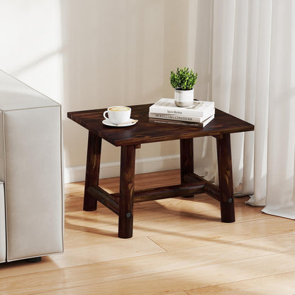 Solid Wood Small Outdoor Coffee Table with Reinforced Crossbar