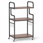 3-Tier Rolling Printer Stand with Storage Shelves and Hooks