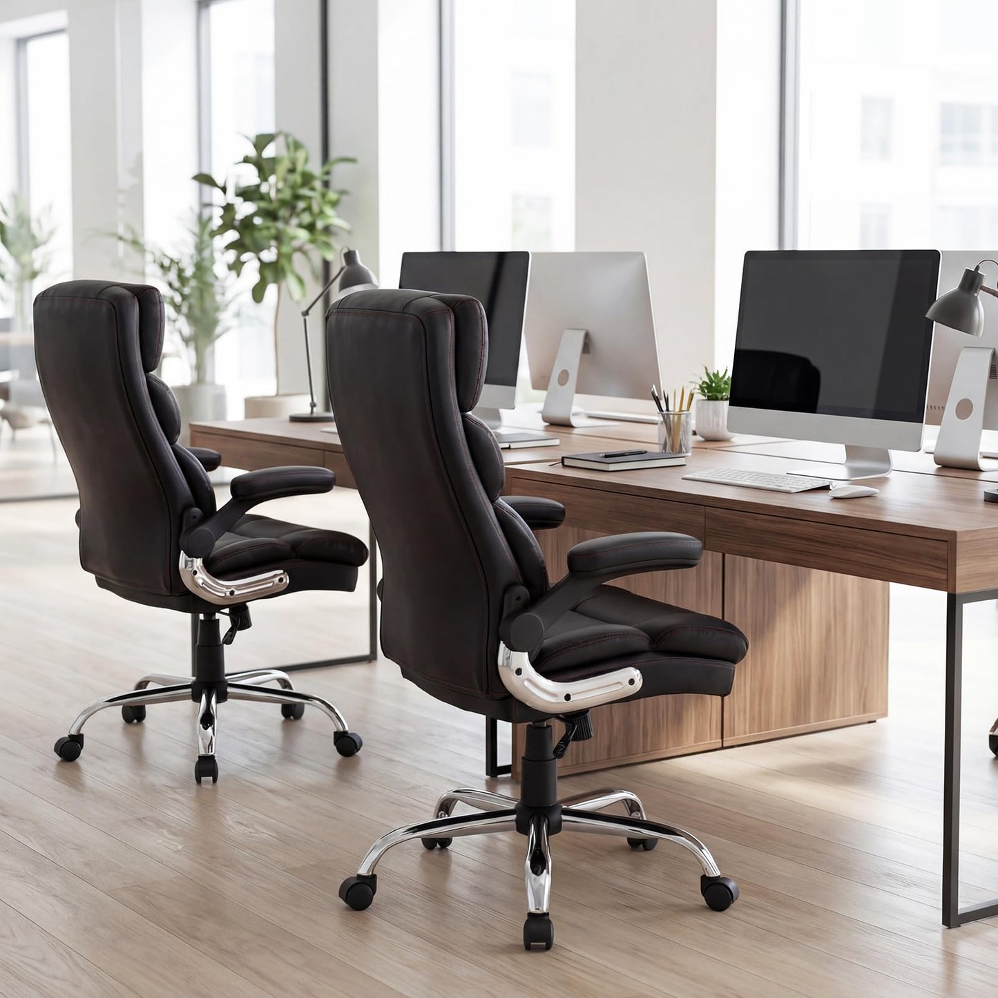 PU Leather Office Chair, Adjustable Ergonomic Computer Desk Chair