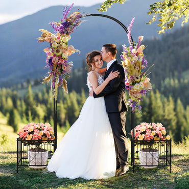 217 cm Arch Trellis Metal Garden Arbor with Planter Boxes