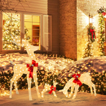 3 Pieces Lighted Reindeer Family Set with 230 LED Lights and Stakes