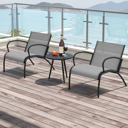 3 Piece Patio Chair Set Metal Aluminum Wide Armchair and Table Set