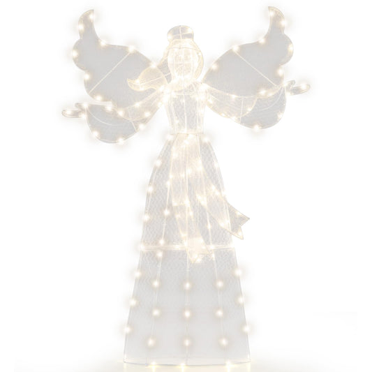 Outdoor Decorative Angel with Halo and 148 Warm White LED Lights
