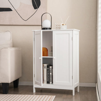 Double Door Bathroom Floor Cabinet with Shelf