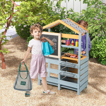 2 in 1 Wooden Mud Kitchen and Grocery Store with Removable Sink