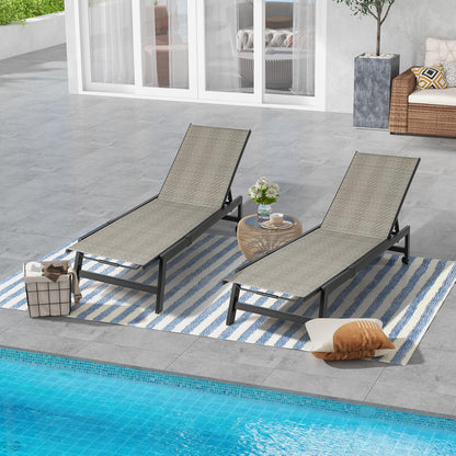 Patio PE Rattan Chaise Lounge with 5-Level Backrest