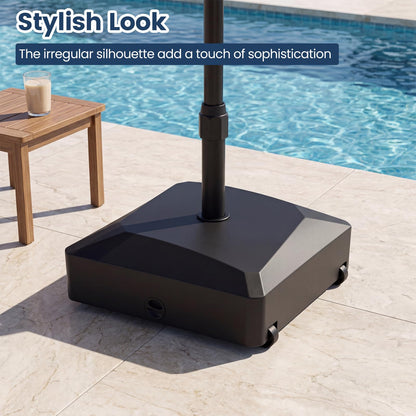 Water and Sand Fillable Umbrella Stand, Heavy Duty Square Market Table Umbrella Holder