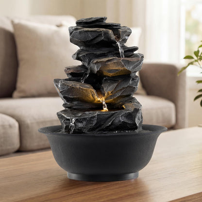 Indoor Water Fountain, Tabletop Indoor Water Feature with LED Light