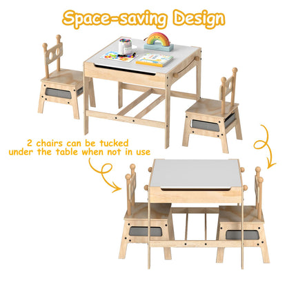 Kids Table and Chairs 4 in 1 Wooden Activity Desk Set (Robot Shape)