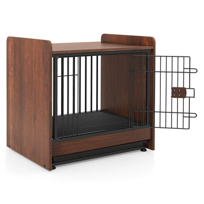 Indoor Dog Crate Furniture with Removable Tray and Lockable Door