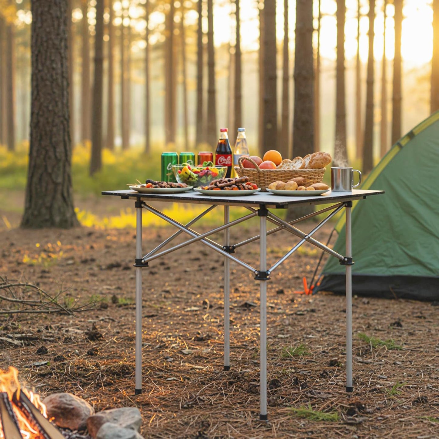 Folding Roll-up Aluminium Camping Table for 4