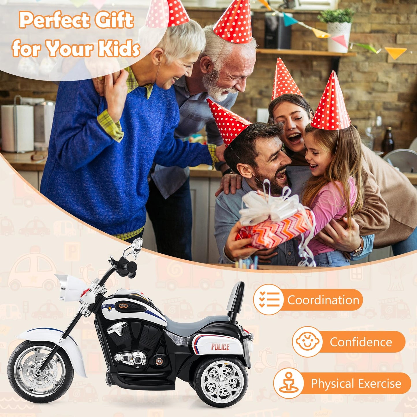 Kids Electric Motorcycle Motorbike 6V Battery Horn Headlight