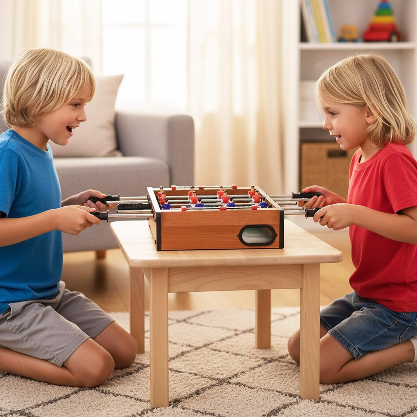 Table Top Football Game, 51 x 31cm Foosball Table with 2 Balls, Score Keepers