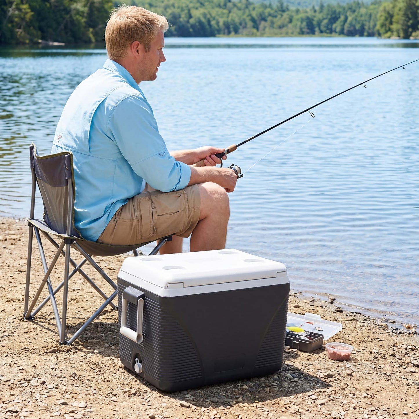 41L Insulated Cool Box, Hard Cooler Ice Chest Box for Cold/Hot Food & Drink with Handle