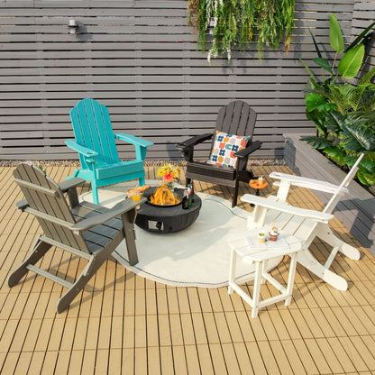 Weather Resistant Folding Adirondack Chair with Built-in Cup Holder