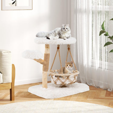 Cute Solid Wood Cat Tree Natural Branch Modern Kitten Tower