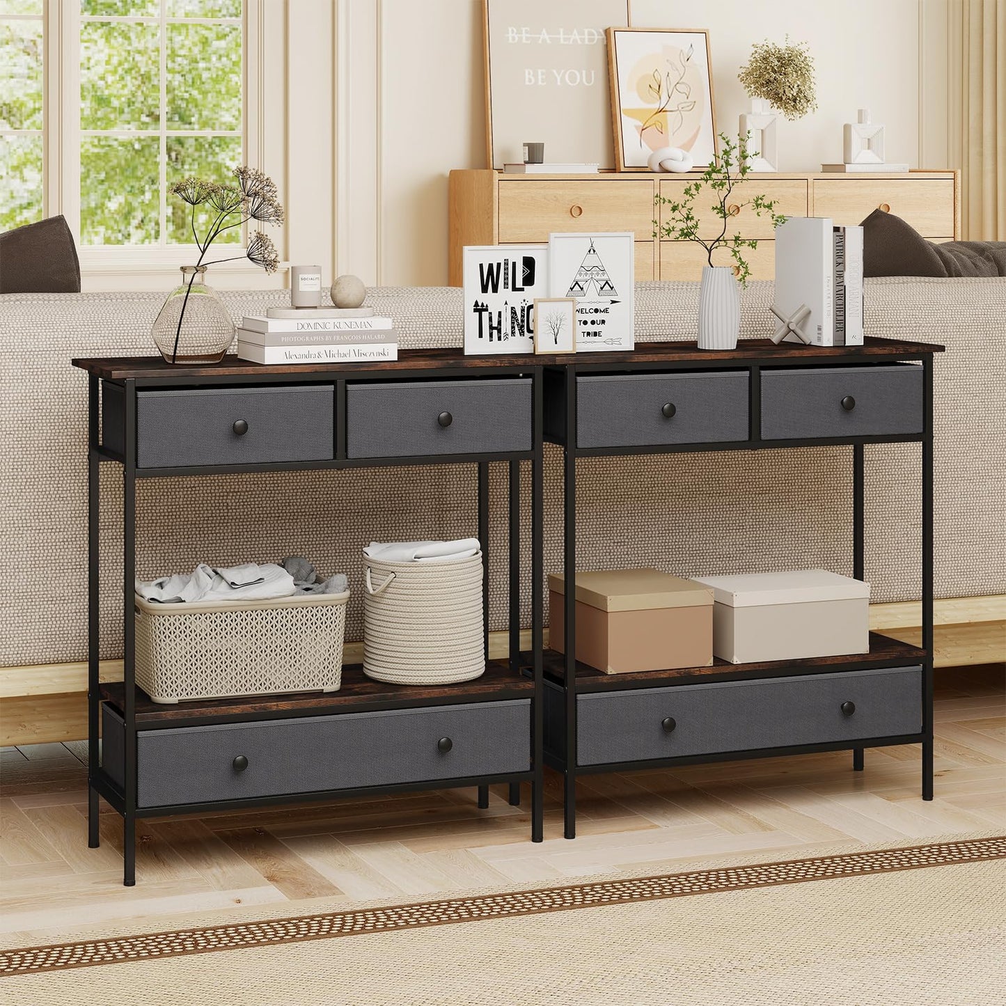 Console Table, Industrial Slim Accent Entryway Table Hall Desk