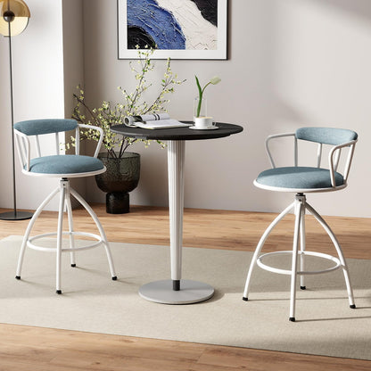 Counter Height Swivel Bar Stools Set of 2 Upholstered Barsools with Backrest