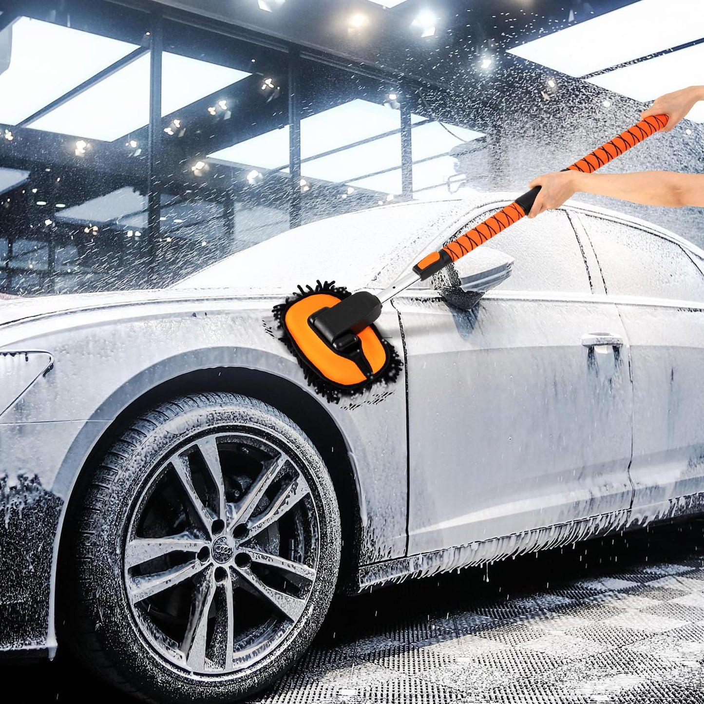 132 cm Car Wash Brush with Extendable Handle Vehicle Cleaning Set