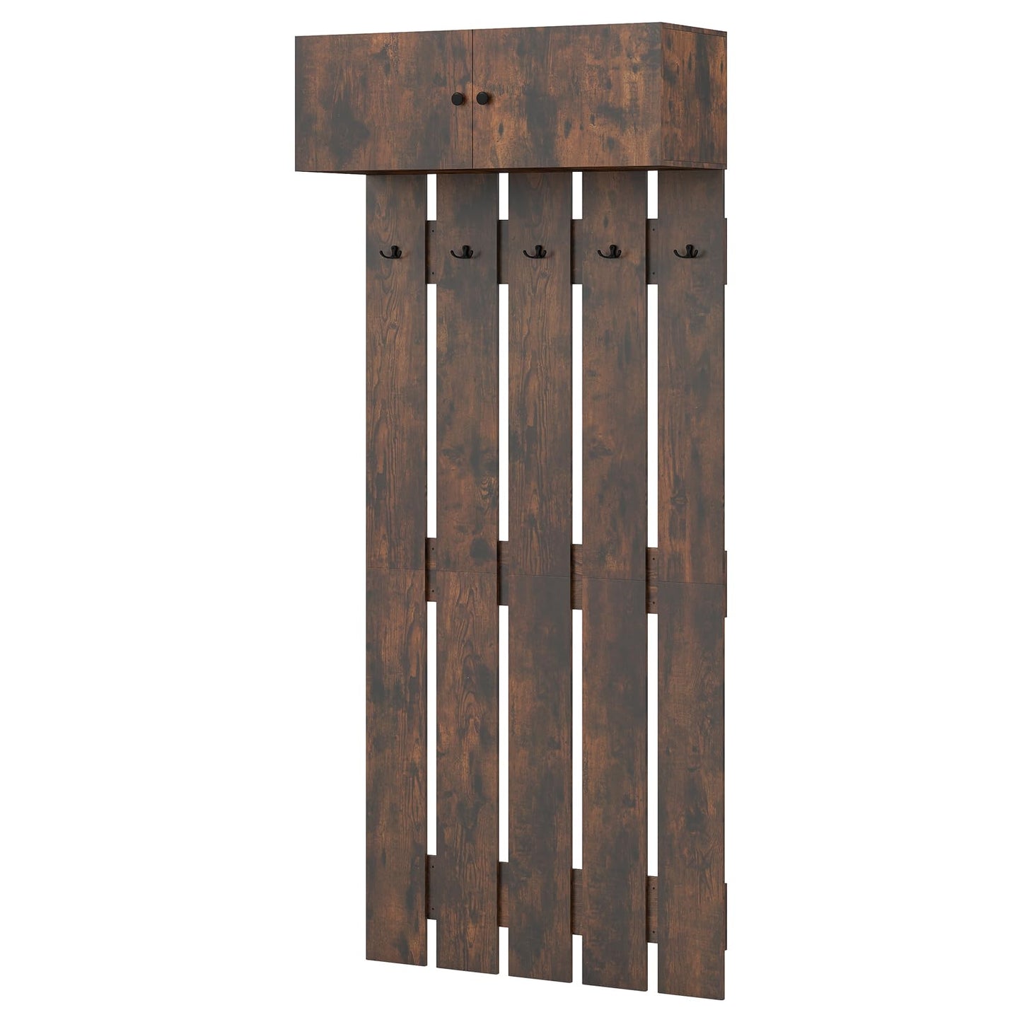 90cm Entryway Wall Mounted Coat Hooks with Shelf 2-Door Cabinet