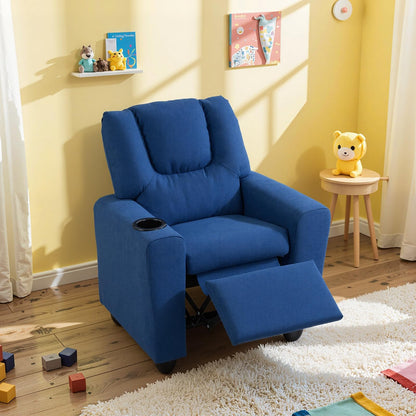 Kids Recliner with Cup Holder PU Leather Kids Reclining Chair