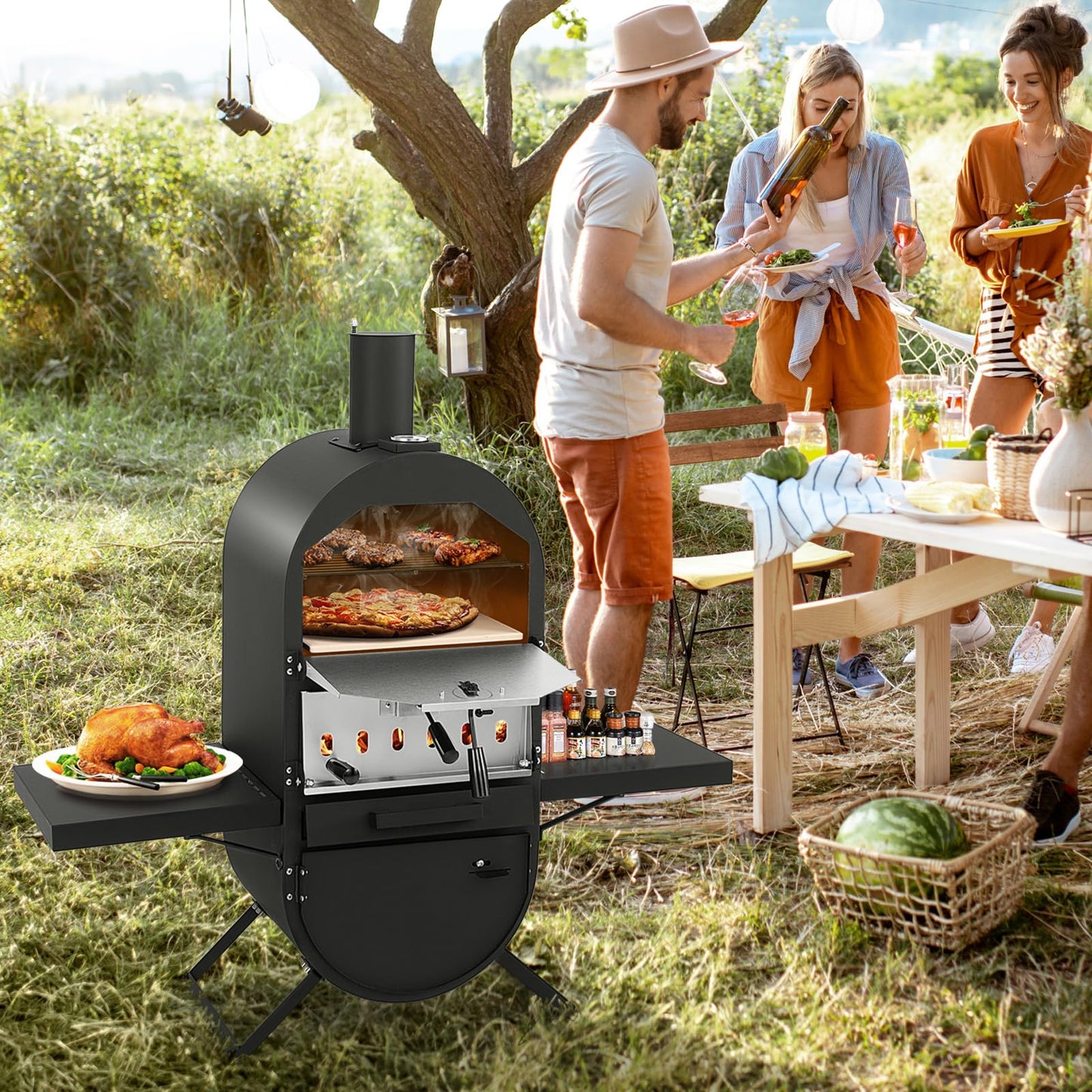 Outdoor Pizza Maker with Cover for BBQ