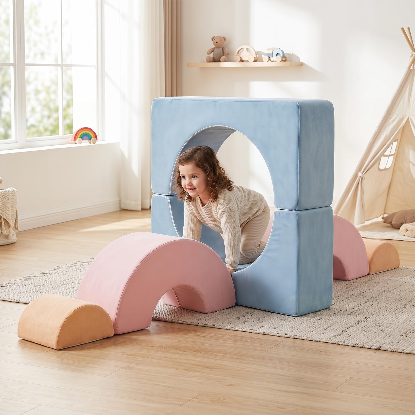 6-Piece Soft Play Climbing Blocks, Baby Climb and Crawl Foam Play Set, Indoor Toddlers Foam